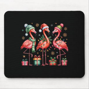 Funny Christmas Flamingos  Mouse Mat