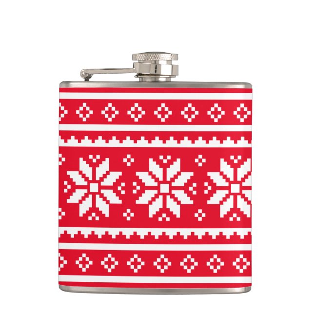 Funny Christmas flask with nordic sweater pattern (Front)