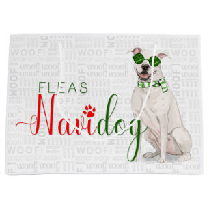 Funny Christmas Fleas Navidog with Pit Bull Large Gift Bag