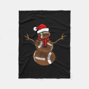 Funny Christmas Football Ball Santa Snowman  Fleece Blanket