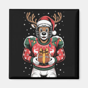 Funny Christmas Football Reindeer Magnet