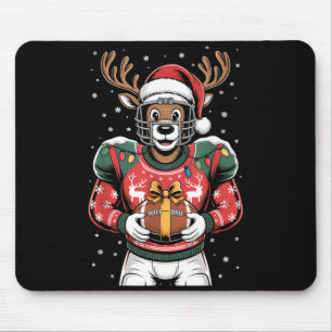Funny Christmas Football Reindeer  Mouse Mat