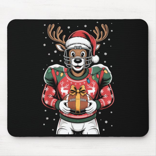 Funny Christmas Football Reindeer  Mouse Mat (Front)