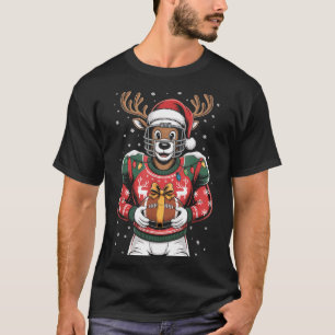 Funny Christmas Football Reindeer  T-Shirt