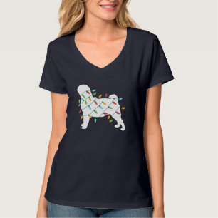 Funny Christmas for Dog Lover Christmas Lights Pug T-Shirt