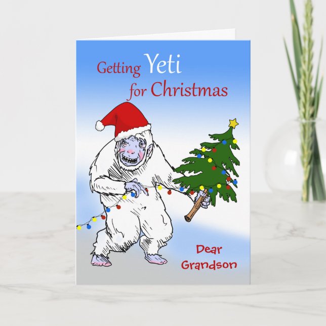 Funny Christmas for Grandson, Are You Yeti Yet? Holiday Card (Front)