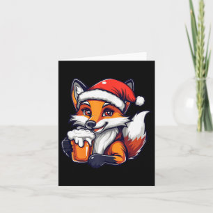 Funny Christmas Fox With Beer Comic  Card