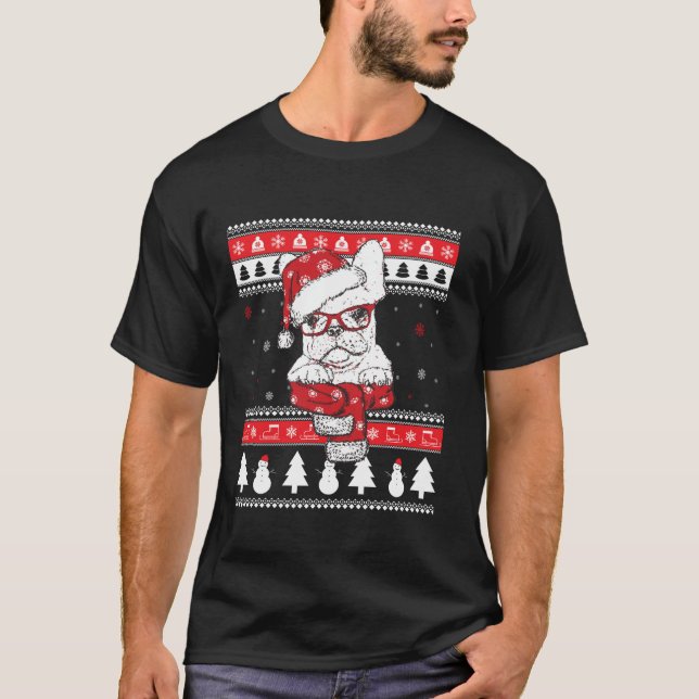 Funny Christmas French Bulldog  Dog Gift T-Shirt (Front)