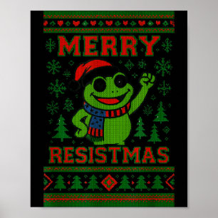 Funny Christmas Frog Meme Resistmas Holiday Humor Poster