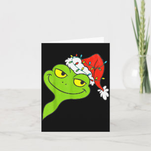 Funny Christmas Frog Wearing Santa Hat And Lights  Card