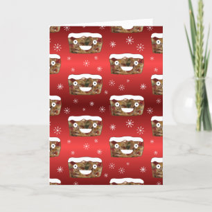 Funny Christmas Fruitcake Pattern Red Holiday Card