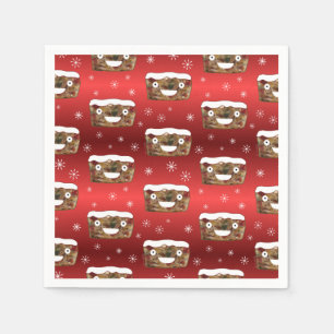 Funny Christmas Fruitcake Pattern Red Napkin