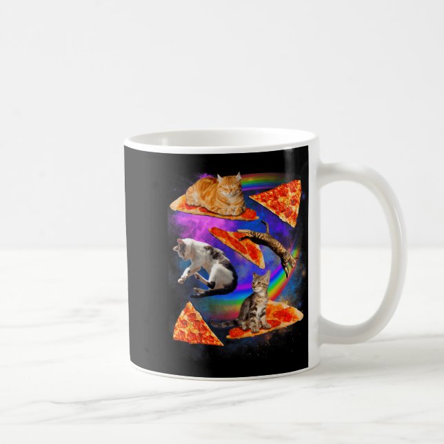 Funny Christmas Galaxy Cat In Space Cat Riding Zza Coffee Mug (Right)