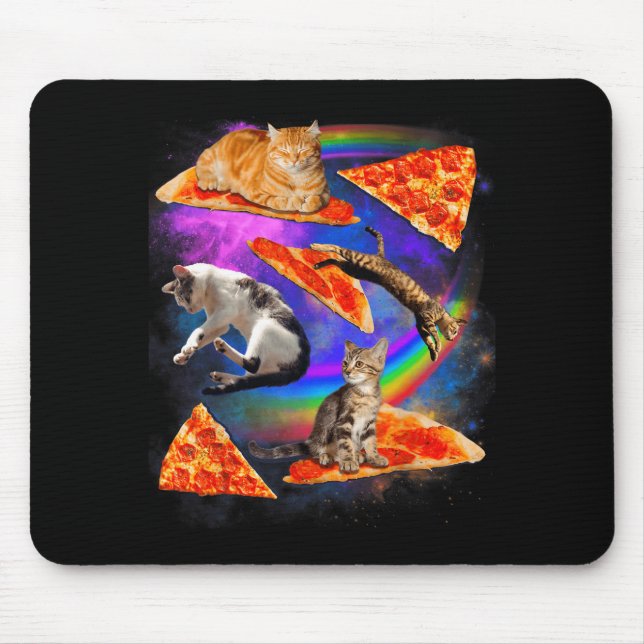Funny Christmas Galaxy Cat In Space Cat Riding Zza Mouse Mat (Front)