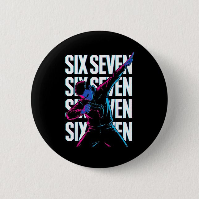 Funny Christmas Gamer Dabbing Xmas Dab Six Seven 6 6 Cm Round Badge (Front)