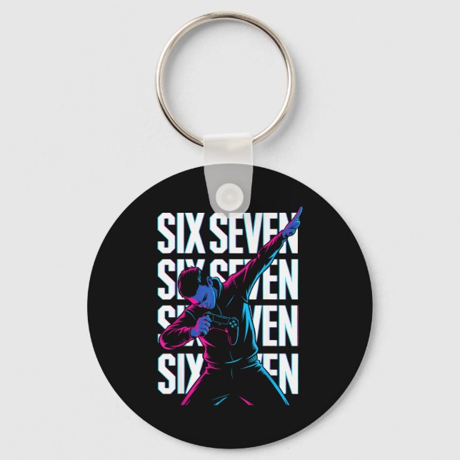 Funny Christmas Gamer Dabbing Xmas Dab Six Seven 6 Key Ring (Front)