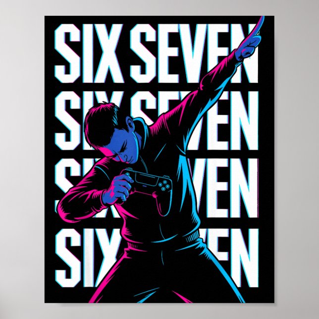 Funny Christmas Gamer Dabbing Xmas Dab Six Seven 6 Poster (Front)