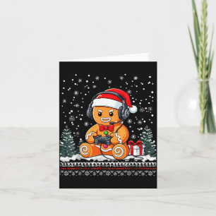 Funny Christmas Gamer Gingerbread Xmas Gaming Men Card