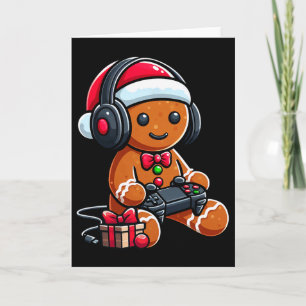 Funny Christmas Gamer Gingerbread Xmas Gaming Men  Card