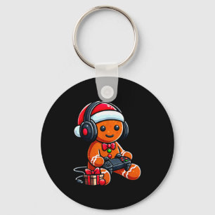 Funny Christmas Gamer Gingerbread Xmas Gaming Men Key Ring