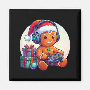 Funny Christmas Gamer Gingerbread Xmas Gaming Men  Magnet