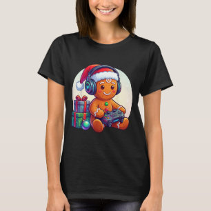 Funny Christmas Gamer Gingerbread Xmas Gaming Men T-Shirt
