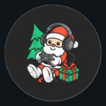 Funny Christmas Gamer Santa Xmas Vibes Gaming Men  Classic Round Sticker<br><div class="desc">Funny Christmas Gamer Santa Xmas Vibes Gaming Men Boys Kids</div>