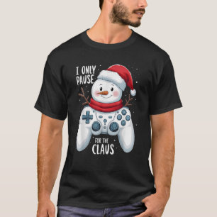 Funny Christmas Gamer Snowman Xmas Gaming Kids  T-Shirt