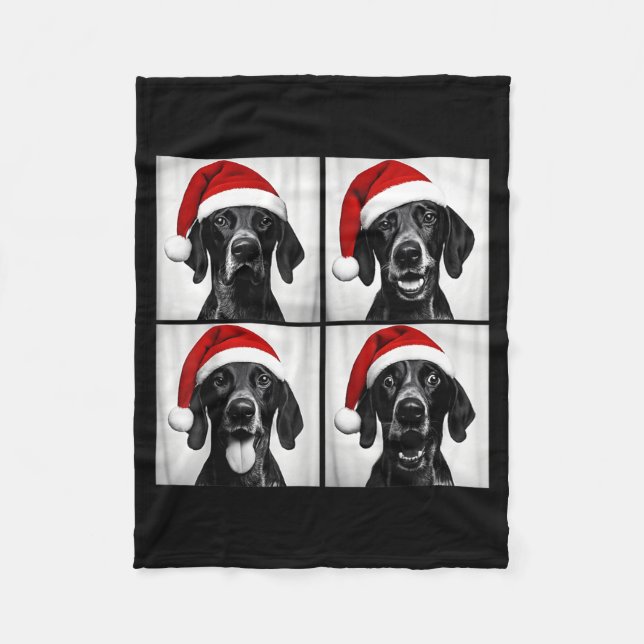 Funny Christmas German Shorthaired Inter Santa Pho Fleece Blanket (Front)