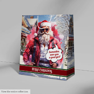 Funny Christmas Gift Bag Handsome Santa Keepsake