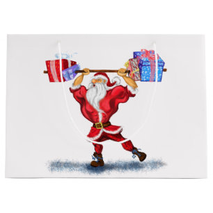 FunNy Christmas Gift Bag with Bodybuilder Santa