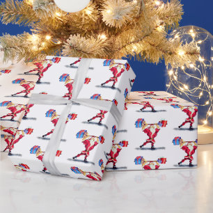 Funny Christmas Gift Wrapping Paper Fitness Santa