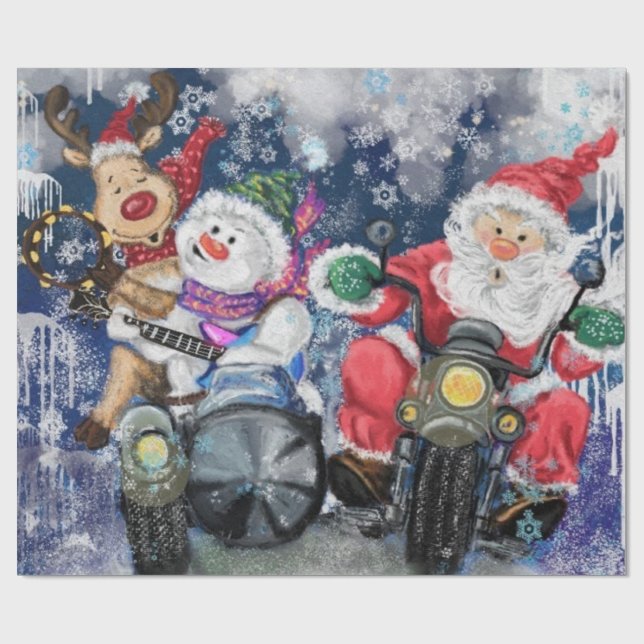 Funny Christmas Gift Wrapping Paper Happy Friends (Flat)