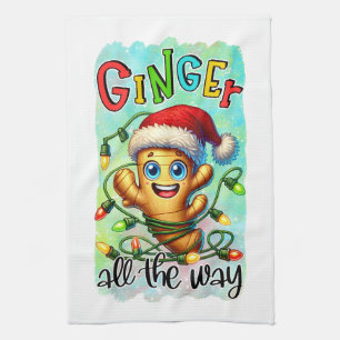 Funny Christmas ginger word art Tea Towel
