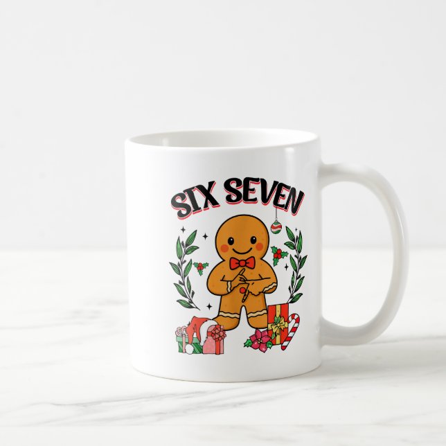Funny Christmas Gingerbread 67 Six Seven Meme Hand Coffee Mug (Right)