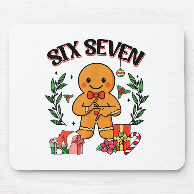 Funny Christmas Gingerbread 67 Six Seven Meme Hand Mouse Mat (Front)
