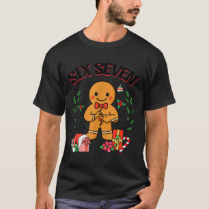 Funny Christmas Gingerbread 67 Six Seven Meme Hand T-Shirt