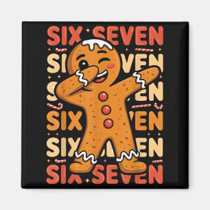 Funny Christmas Gingerbread Cookie Dab Six Seven 6 Magnet