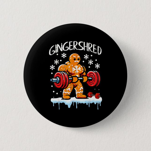 Funny Christmas Gingerbread Gingershred Gym Bodybu 6 Cm Round Badge (Front)