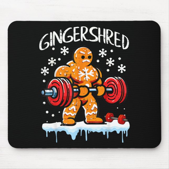 Funny Christmas Gingerbread Gingershred Gym Bodybu Mouse Mat (Front)