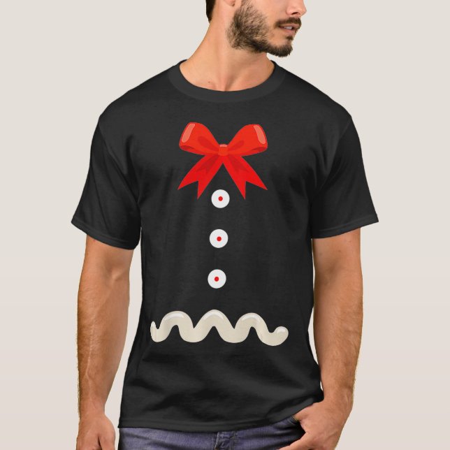 Funny Christmas Gingerbread Man Costume Suit Xmas  T-Shirt (Front)