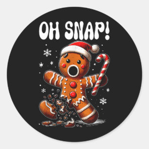 Funny Christmas Gingerbread Man Oh Snap Outfit Paj Classic Round Sticker