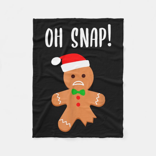 Funny Christmas Gingerbread Man Oh Snap Outfit Paj Fleece Blanket (Front)