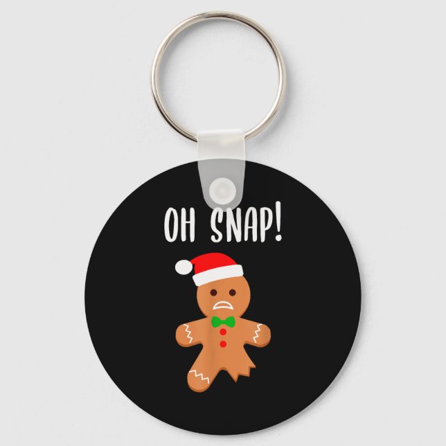 Funny Christmas Gingerbread Man Oh Snap Outfit Paj Key Ring (Front)