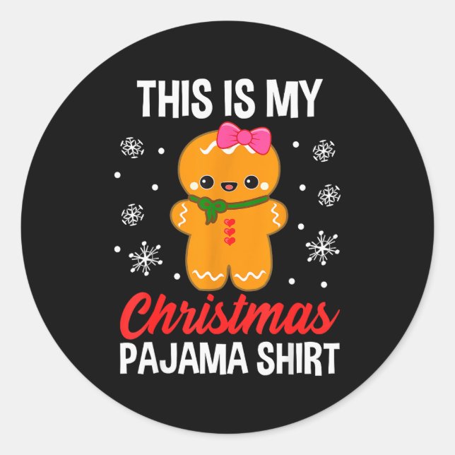 Funny Christmas Gingerbread Man Pajama Pj Outfit G Classic Round Sticker (Front)