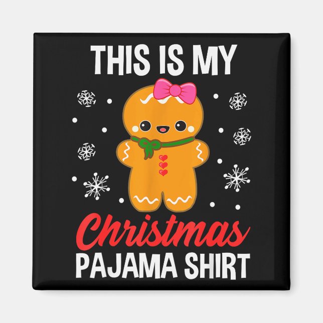 Funny Christmas Gingerbread Man Pajama Pj Outfit G Magnet (Front)