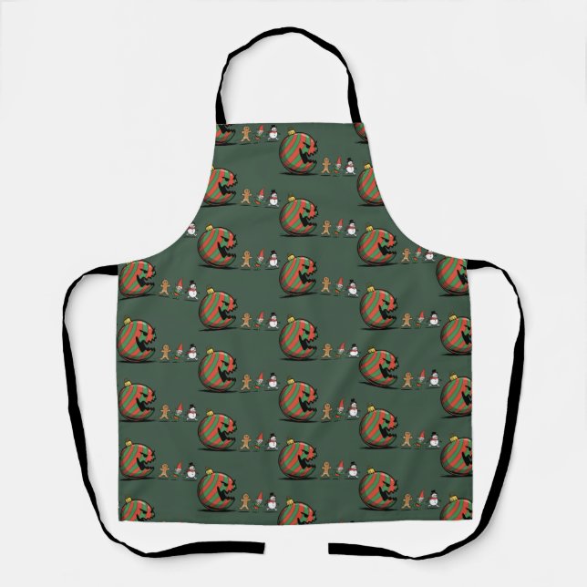 Funny Christmas Gingerbread Santa Holiday Party Apron (Front)