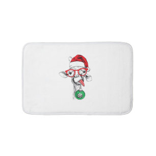 Funny Christmas Giraffe, Cute Giraffe Christmas Bath Mat
