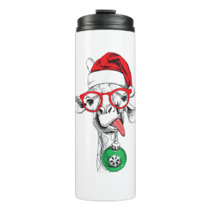 Funny Christmas Giraffe, Cute Giraffe Christmas Thermal Tumbler