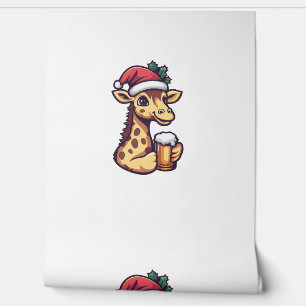 Funny Christmas Giraffe With Beer Comic   Wallpaper